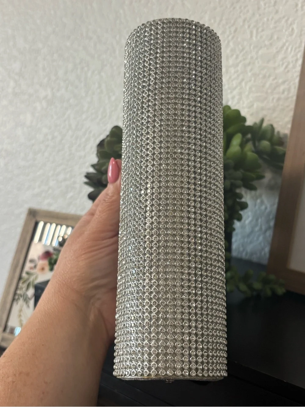Silver Rhinestone & Bow Evening Clutch